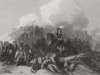 Bestorming van Bristol, gegraveerd door J.C. Varrall 1844